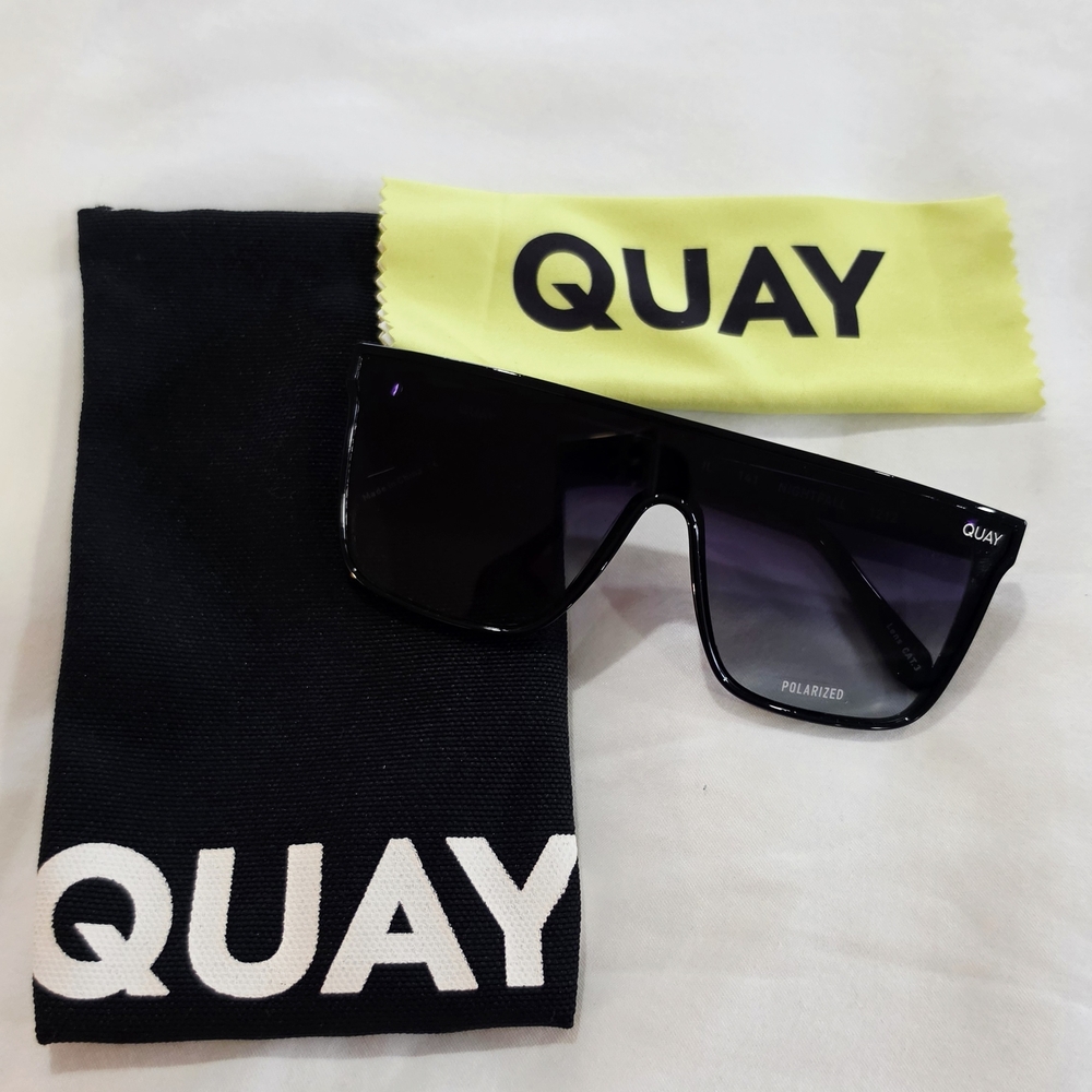 Quay Australia Black Shield Sunglasses with Gradient Lenses